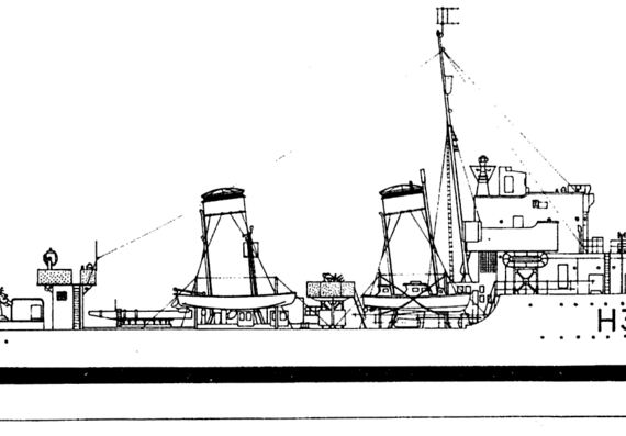 Эсминец HMS Garland H37 1940 [Destroyer] - чертежи, габариты, рисунки